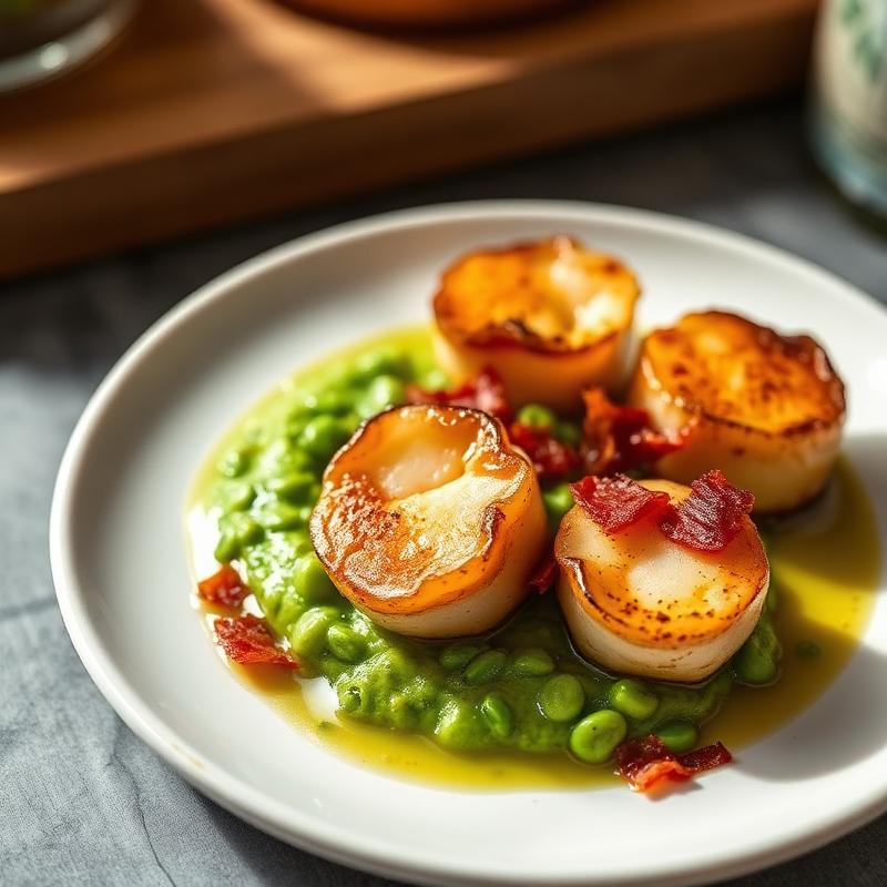 Hand-dived scallops cooked by Claire